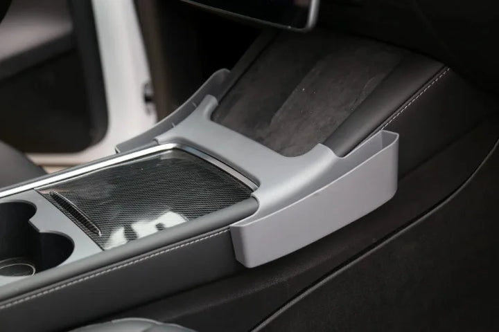 Armrest Side Storage Box & Gap Organizer Tray – Center Console Interior Accessories for Tesla Model 3 & Y is available at Ludicrous EV.