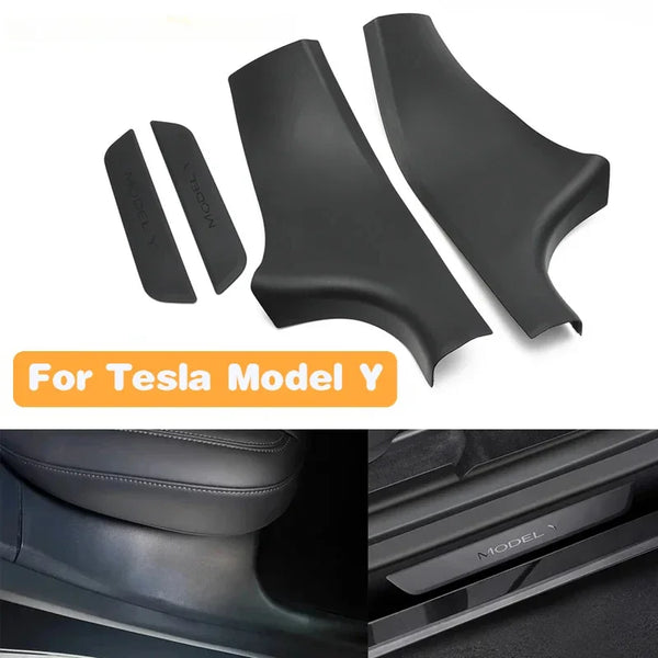For Tesla Model Y 2021-2024 Rear Door Sill Protective Pads Cover Guards Threshold Bumper Strip Sill Original Car Accessories
