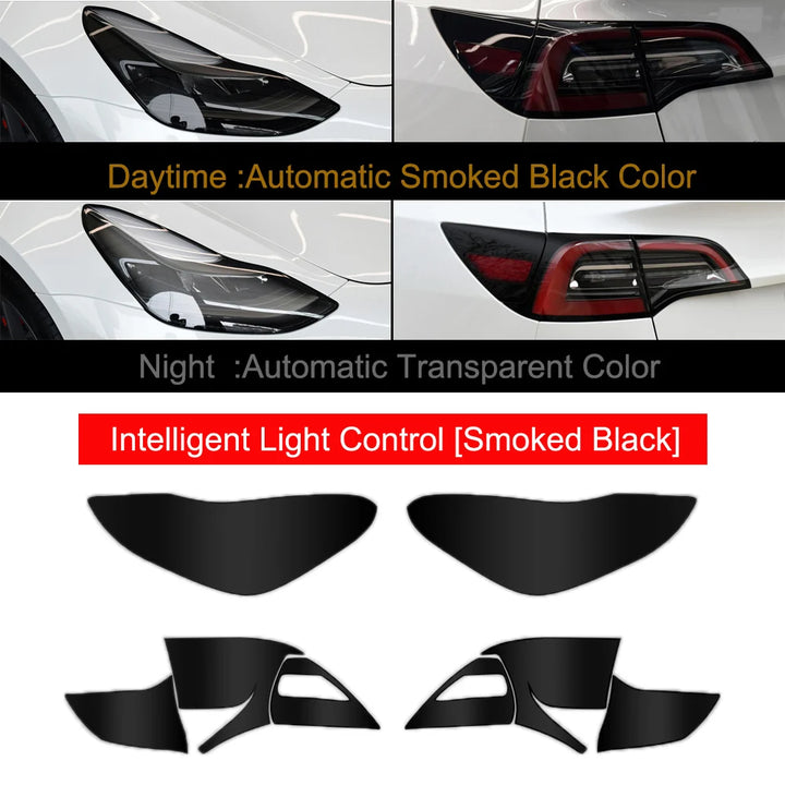 TPU Smoke Black Headlight Protector Film for Tesla Model 3/Y 2017-2022 is available at Ludicrous EV.