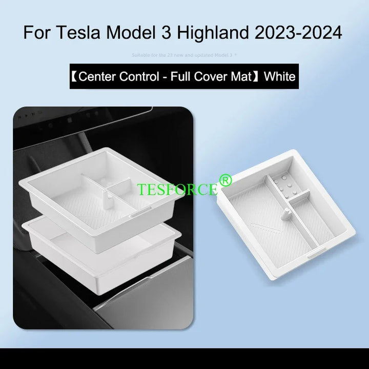 Center Armrest Box Cover Heightening Pad Leather Protector for Tesla Model 3 Highland 2023-2024 is available at Ludicrous EV.
