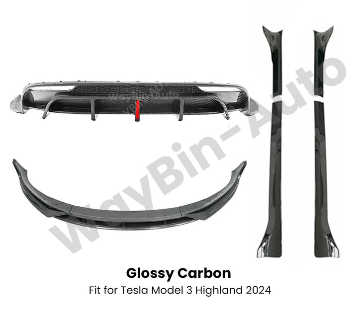 Body Kits Glossy Bumper Lip Rear Diffuser Spoiler Tuning Accessories for Tesla Model 3 Highland 2024 is available at Ludicrous EV.