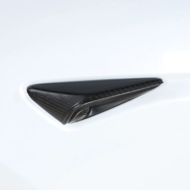 Real Carbon Fiber Side Camera Cover for Tesla Model 3 Highland 2024 is available at Ludicrous EV.