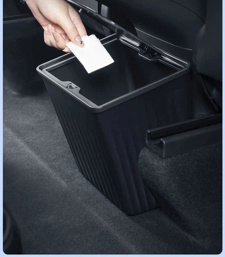 Rear Seat Trash Can & Front Door Push Button Organizer For Tesla Model Y is available at Ludicrous EV.
