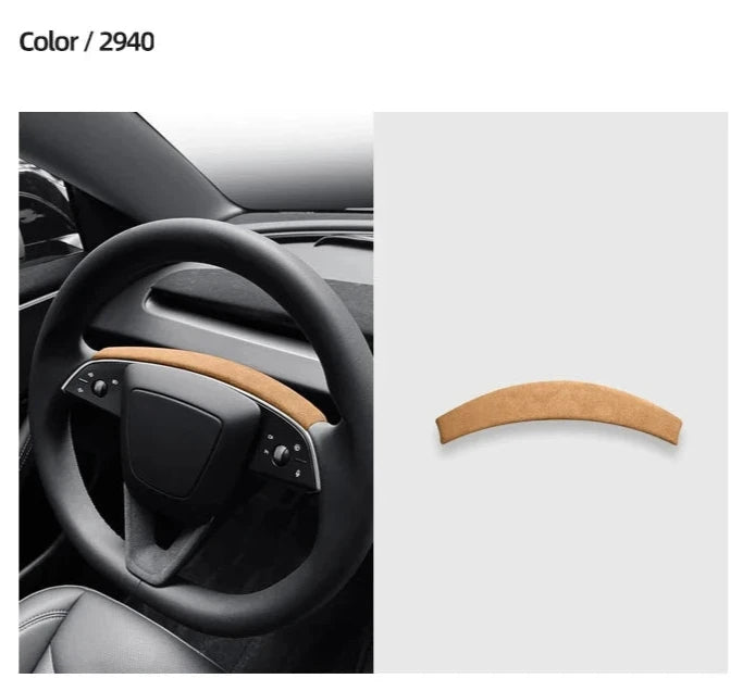 Alcantara Steering Wheel Top Panel for Tesla Model 3 Highland (2024+) is available at Ludicrous EV.