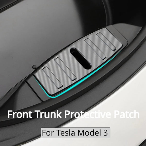 Stainless Steel Front Trunk Protective Patch for Tesla Model 3 is available at Ludicrous EV.