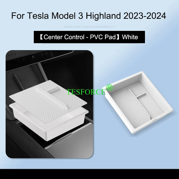 Center Armrest Box Cover Heightening Pad Leather Protector for Tesla Model 3 Highland 2023-2024 is available at Ludicrous EV.
