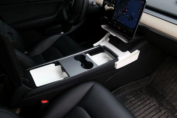 Armrest Side Storage Box & Gap Organizer Tray – Center Console Interior Accessories for Tesla Model 3 & Y is available at Ludicrous EV.