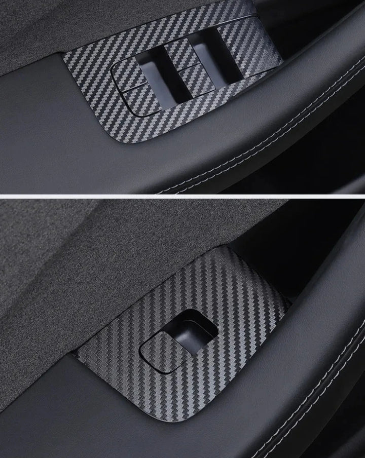 Carbon Fiber Door Window Button Sticker LHD for Tesla Model 3- 2024 Highland  is available at Ludicrous EV.
