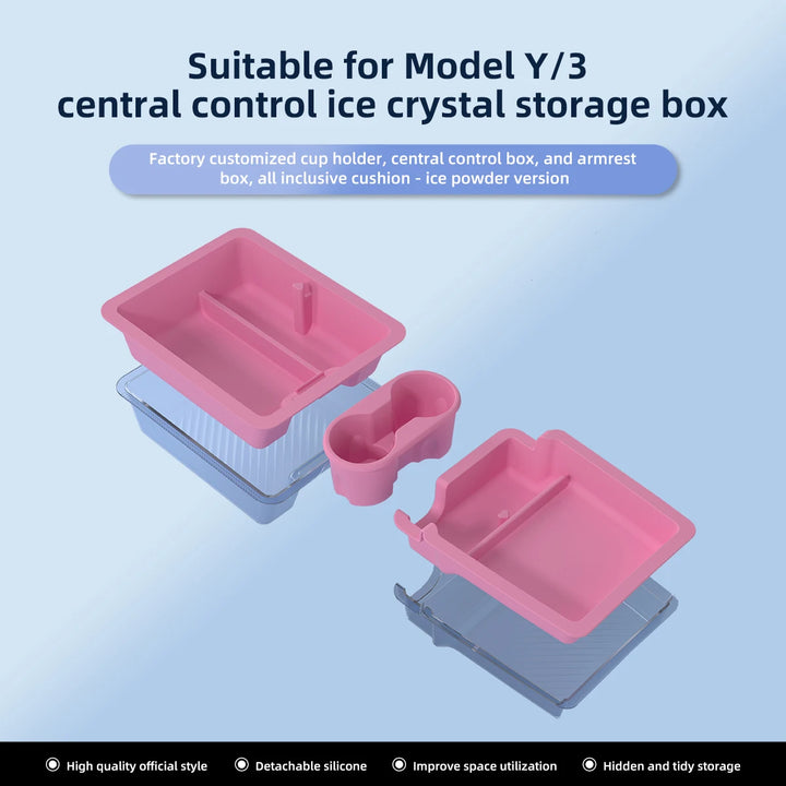 Central Control Armrest Storage Box for Tesla Model 3/Y 2023 is available at Ludicrous EV.