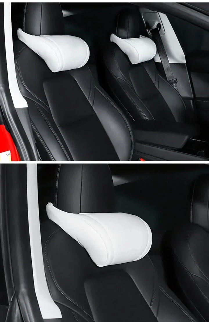 Soft Leather Car Neck Pillow - Comfortable Headrest Cushion for Tesla Model 3/Model S/Model X/Model Y 2024 at Ludicrous EV.
