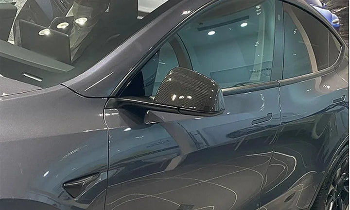 Real Carbon Fiber Rearview Mirror Cover for Tesla Model 3/Y 2017-2023 is available at Ludicrous EV.