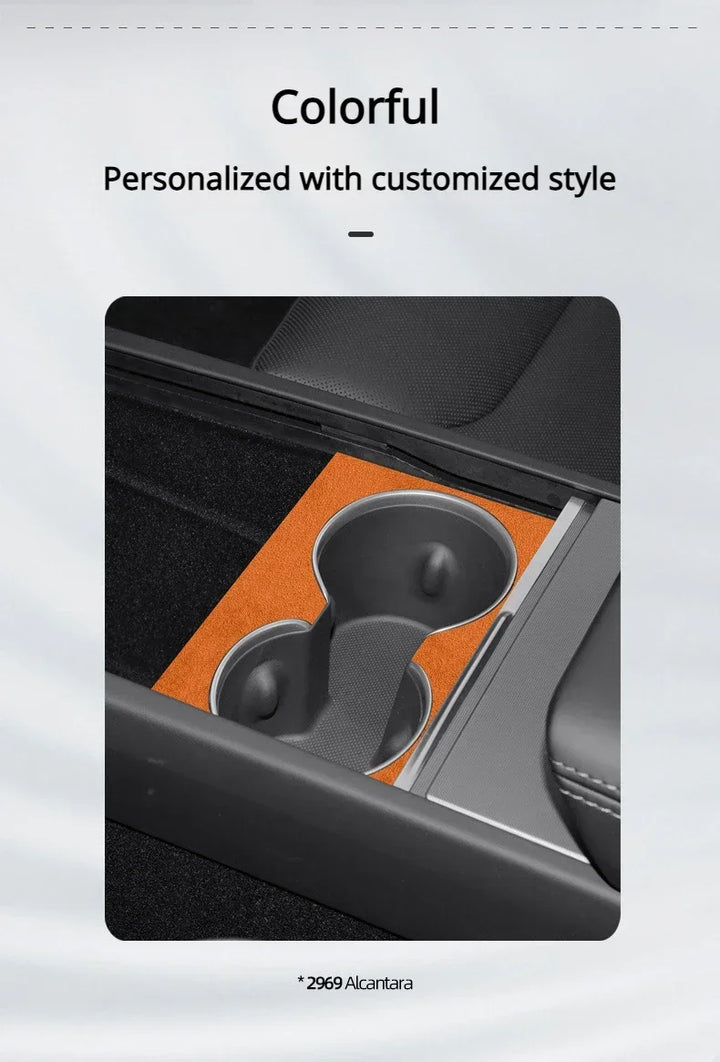 Suede Water Cup Frame Patch Sticker for Tesla Model 3 Highland 2024 Alcantara is available at Ludicrous EV.