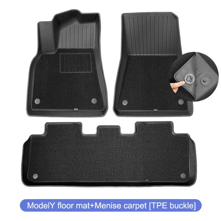 TPE Special Double-layer Carpet Floor Mats for Tesla Model 3/Y is available at Ludicrous EV.