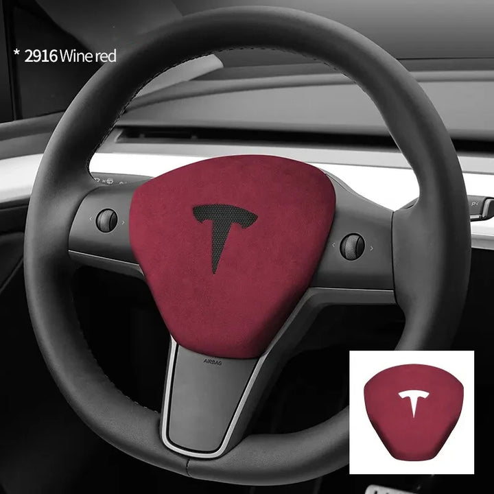 Super Suede Steering Wheel Horn Airbag Cover for Tesla Model 3/Model Y is available at Ludicrous EV.