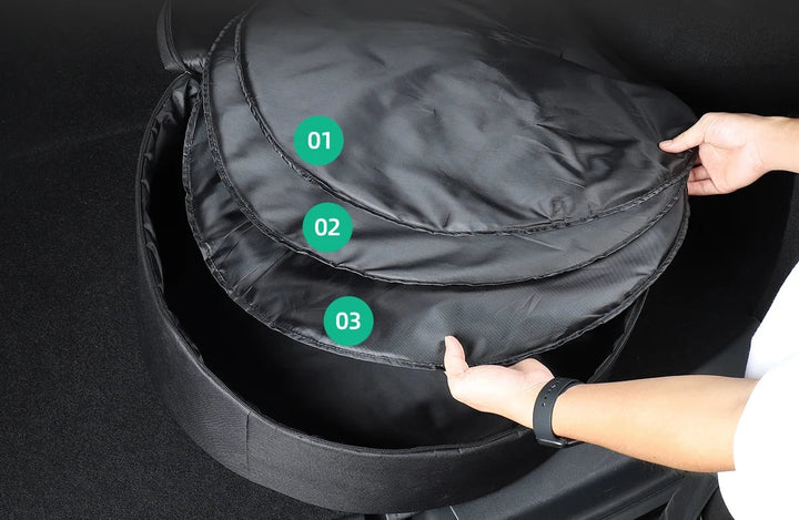 Oxford Cloth Hubcap Storage Bag for Tesla Model 3/Y 2024 is available at Ludicrous EV.
