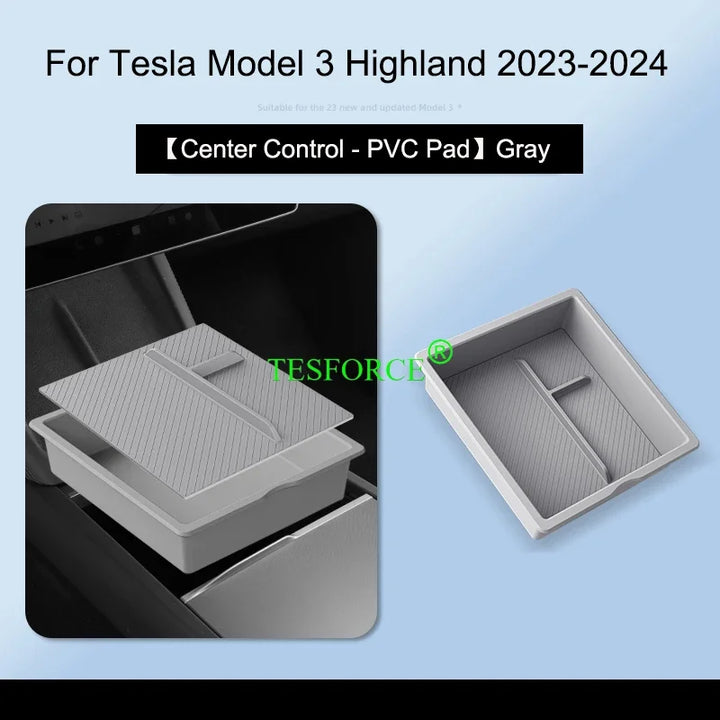 Center Armrest Box Cover Heightening Pad Leather Protector for Tesla Model 3 Highland 2023-2024 is available at Ludicrous EV.
