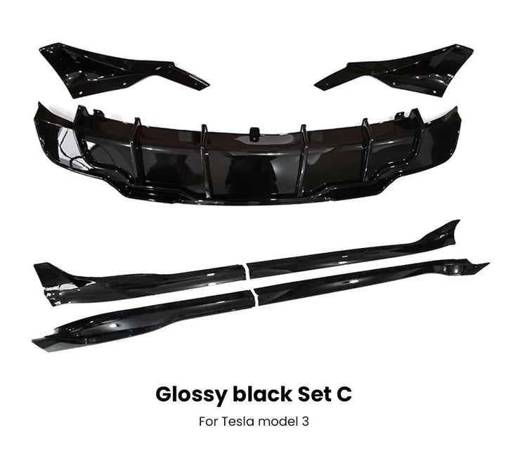 Glossy Black Body Kit for Tesla Model 3/Model Y (2017-2023) is available at Ludicrous EV.