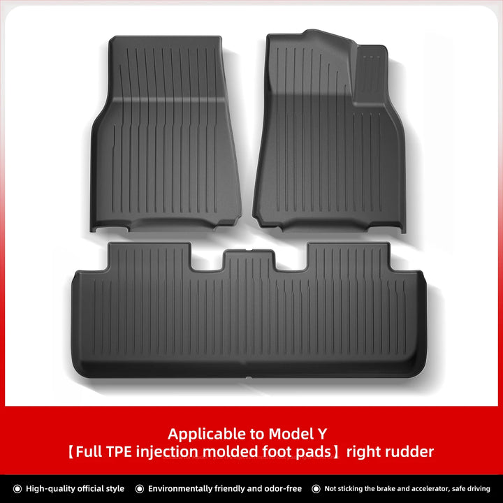 Foot Pad & Trunk Mat Set TPE Waterproof for Tesla Model 3/Y at Ludicrous EV.