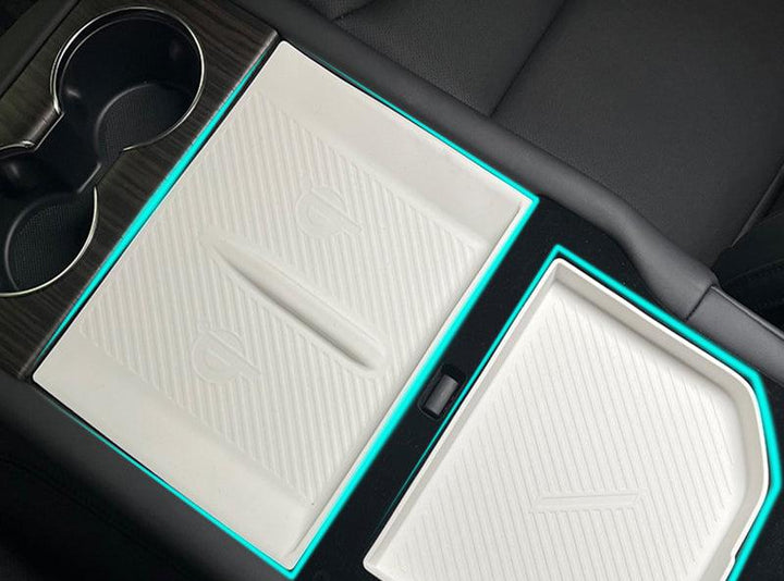 Silicone Center Console Storage Box for Tesla Model X/Model S is available at Ludicrous EV.
