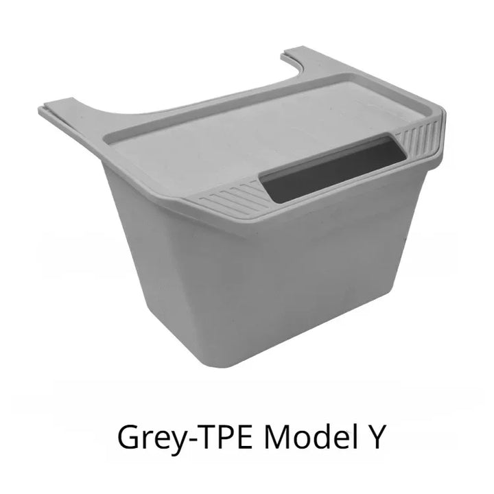 TPE Under-Seat Storage Box with Trash Can for Tesla Model Y 2021-2024 is available at Ludicrous EV.
