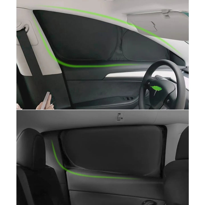 Privacy Sun Shade for Tesla Model 3 Y Custom-Fit Car Side Window Sunshade Blind Shading for Camping Hiking Rest Accessories is available at Ludicrous EV.