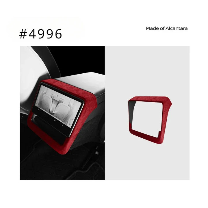 Suede Rear Row Screen Frame Cover for Tesla Model 3 2024, Alcantara at Ludicrous EV.