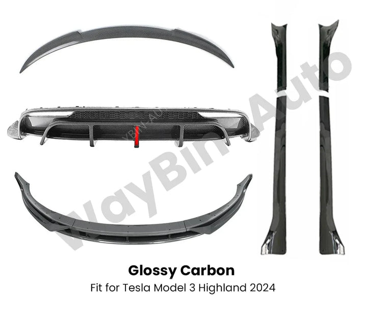 Body Kits Glossy Bumper Lip Rear Diffuser Spoiler Tuning Accessories for Tesla Model 3 Highland 2024 is available at Ludicrous EV.