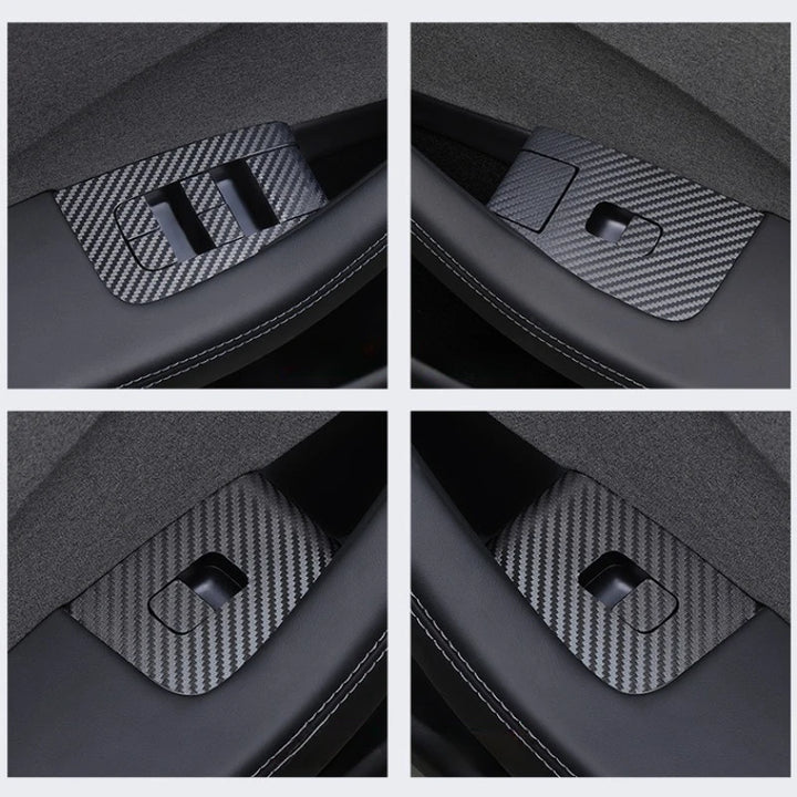 Carbon Fiber Door Window Button Sticker LHD for Tesla Model 3- 2024 Highland  is available at Ludicrous EV.
