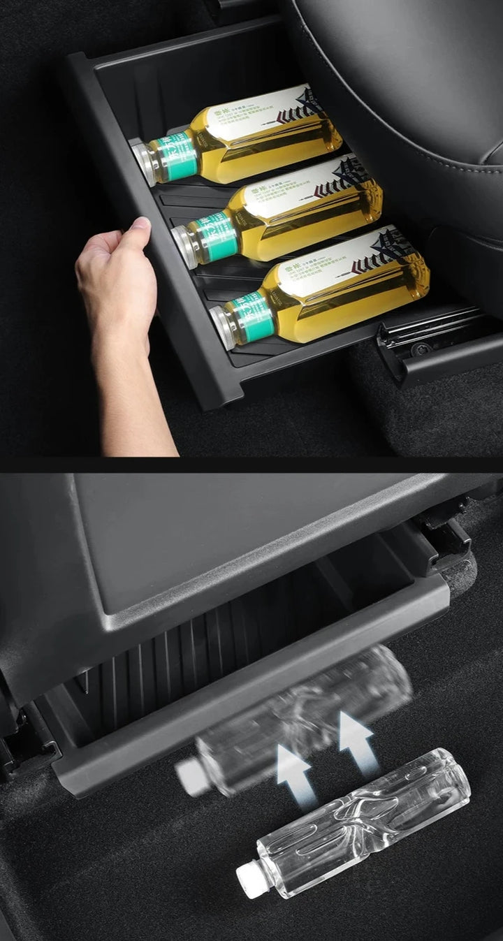 Under Seat Storage Box & Drawer Organizer for Tesla Model Y 2024 is available at Ludicrous EV.