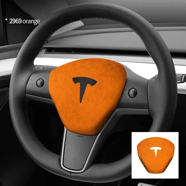 Super Suede Steering Wheel Horn Airbag Cover for Tesla Model 3/Model Y is available at Ludicrous EV.