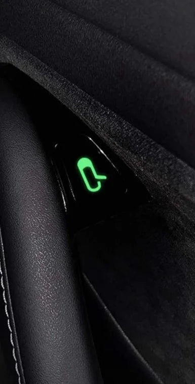 Luminous Exit Button Sticker for Tesla Model 3/Model Y, Fluorescent White, 2017-2020 at Ludicrous EV.