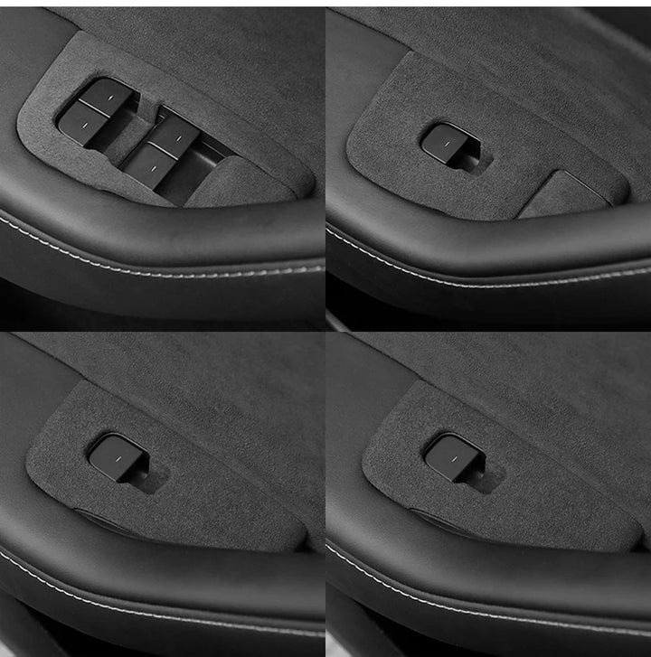 Premium 4-Piece Italian Suede Switch Frame Covers - Door Trim for Tesla Model 3/Model Y at Ludicrous EV.
