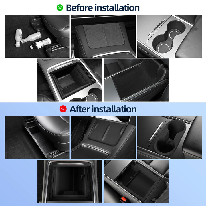 Under Seat Storage Trays /Center Console Organizer for Tesla Model Y is available at Ludicrous EV.
