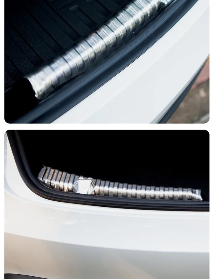 Stainless Steel Trunk Threshold Strip for Tesla Model 3+ Highland 2024 is available at Ludicrous EV.