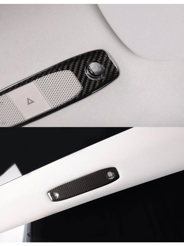 Real Carbon Fiber Reading Light Decorative Sticker Cover for Tesla Model 3/Model Y 2017-2023 is available at Ludicrous EV.