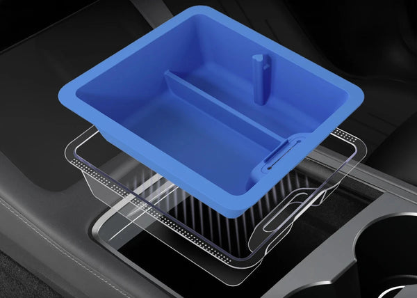 Central Control Armrest Organizer Ice Crystal Style Storage Box for Tesla Model 3/Model Y 2023 is available at Ludicrous EV.