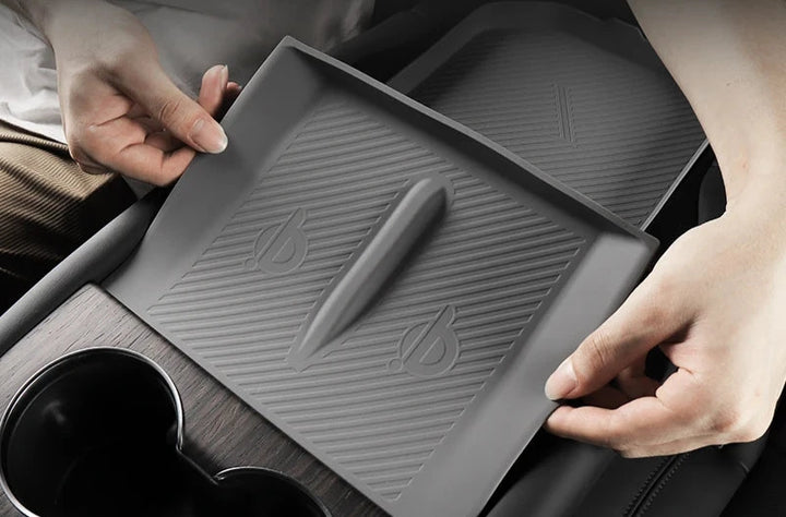 Wireless Charging Pad & Armrest Organizer For Tesla Model S/X 2024 is available at Ludicrous EV.