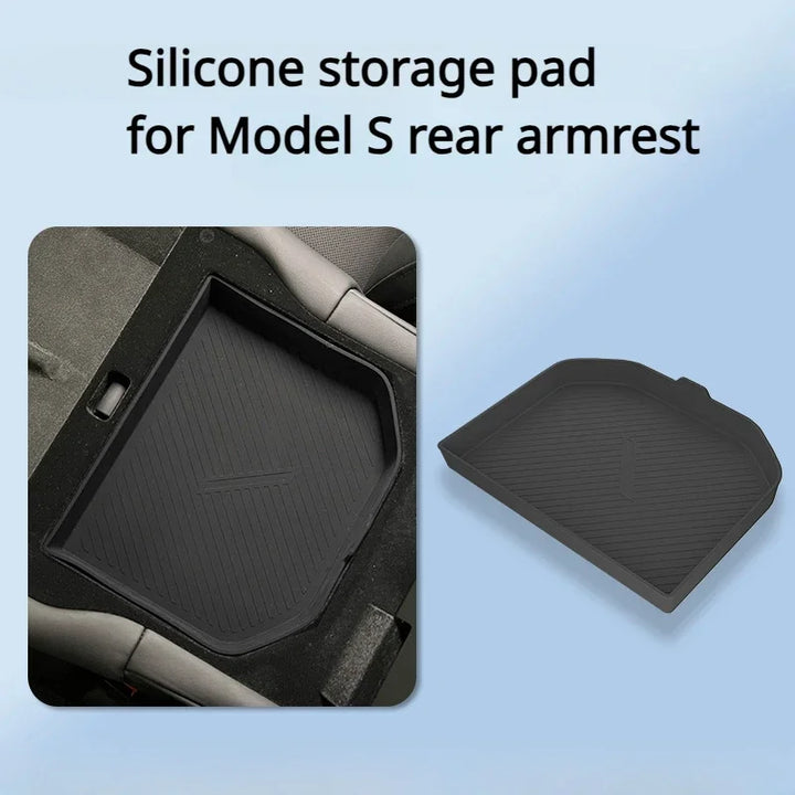 Silicone Center Console Storage Box for Tesla Model X/Model S is available at Ludicrous EV.
