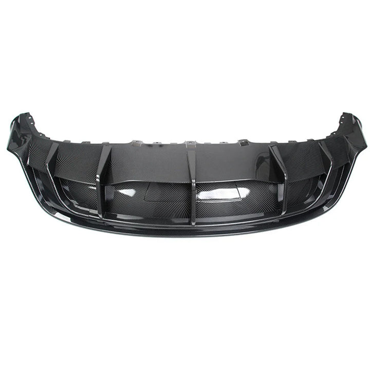 Rear Bumper Diffuser Lip Chin Spoiler Body Kit Black Carbon Look with Tow Hitch Support Tuning Parts for Tesla Model Y 2021-2023 is available at Ludicrous EV.