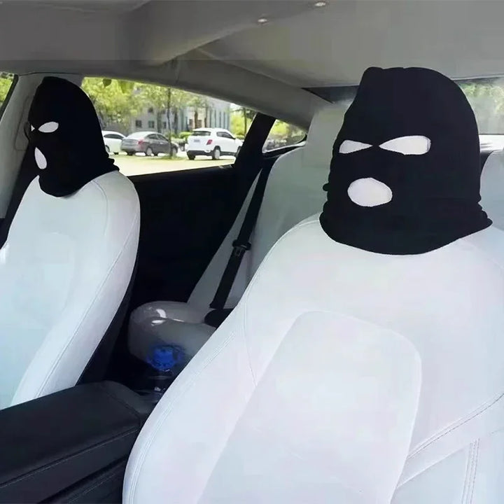 Funny Bandit Headgear Car Seat Cover Headrest for Tesla Model 3/Model Y/Model X/Model S is available at Ludicrous EV.