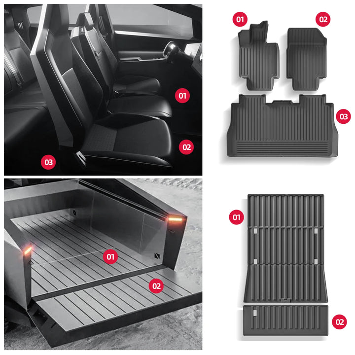 Waterproof & Non-Slip TPE Floor Mats For Tesla Cybertruck is available at Ludicrous EV.