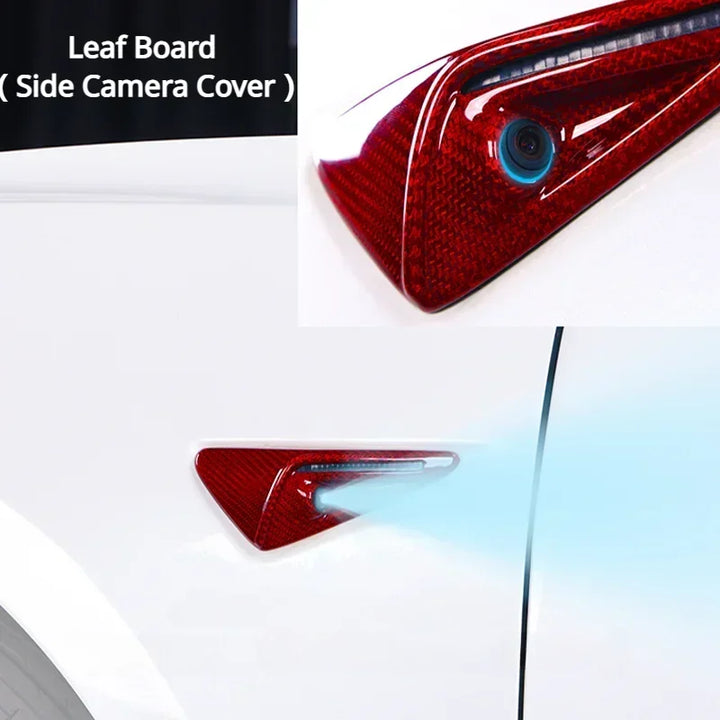 Real Carbon Fiber Side Camera Cover Sticker for Tesla Model 3/Model Y/Model S/Model X/Model 3+ Highland is available at Ludicrous EV.
