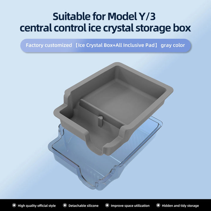 Central Control Armrest Organizer Ice Crystal Style Storage Box for Tesla Model 3/Model Y 2023 is available at Ludicrous EV.