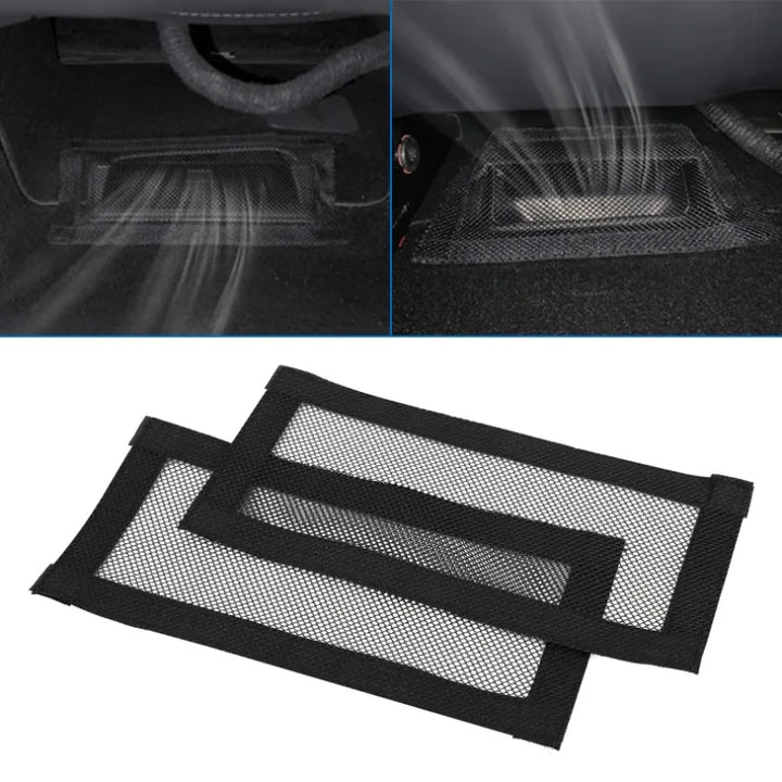 Tesla Model 3/Y (2017-2024) Under-Seat Air Outlet Dust Cover – Anti-Blocking Protective Mesh which is available at Ludicrous EV.