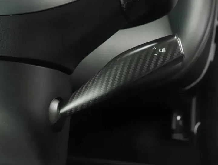 Real Dry Carbon Fiber Gear Lever Patch for Tesla Model 3/Y is available at Ludicrous EV.