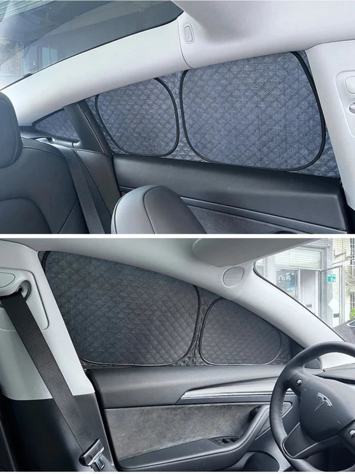 Windshield Sunshade Cover Side Window Blind Shading for Tesla Model Y 2024 is available at Ludicrous EV.