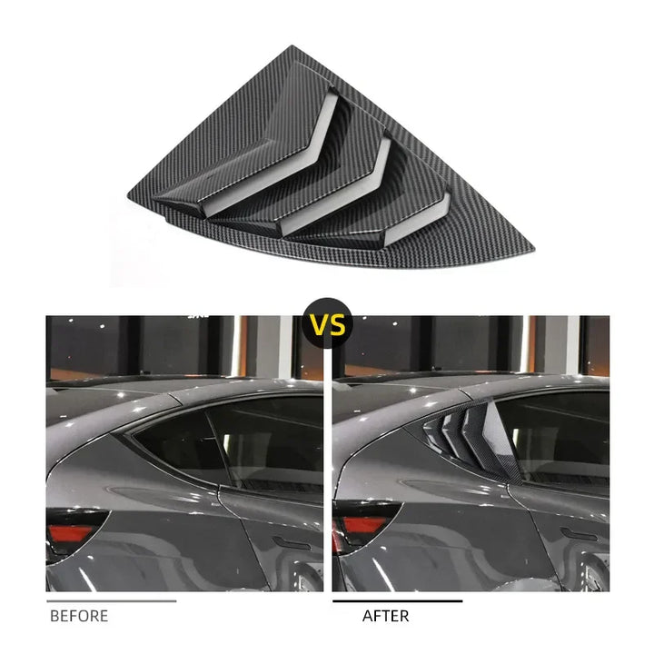 Triangle Window Spoiler Louver Shutter Cover for Tesla Model Y is available at Ludicrous EV.
