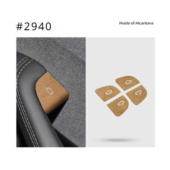 Suede Door Switch Patch Sticker for Tesla Model 3 Highland 2024 Alcantara at Ludicrous EV.