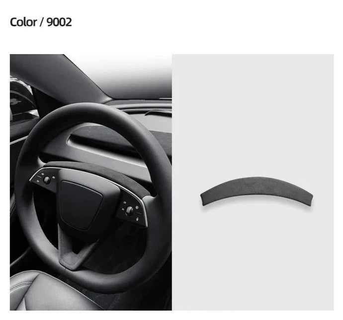 Alcantara Steering Wheel Top Panel for Tesla Model 3 Highland (2024+) is available at Ludicrous EV.