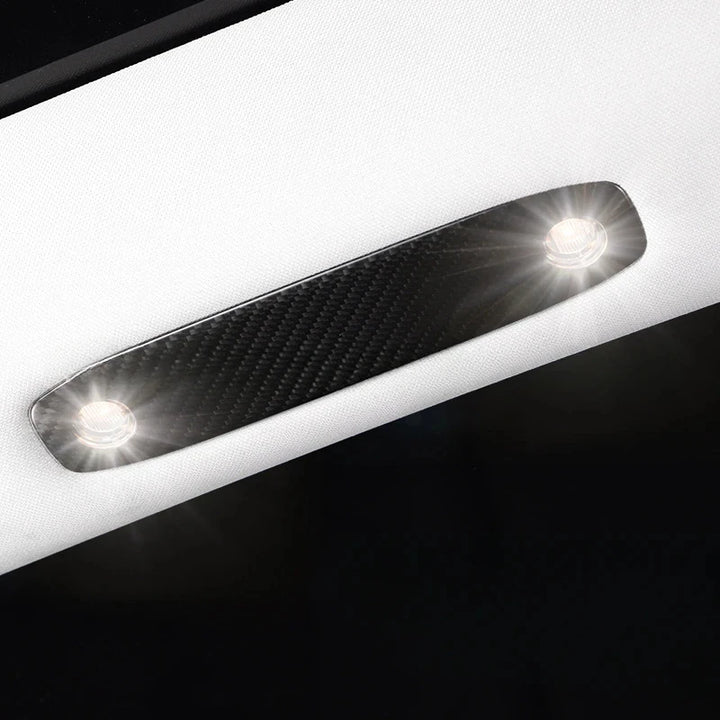 Real Carbon Fiber Reading Light Decorative Sticker Cover for Tesla Model 3/Model Y 2017-2023 is available at Ludicrous EV.